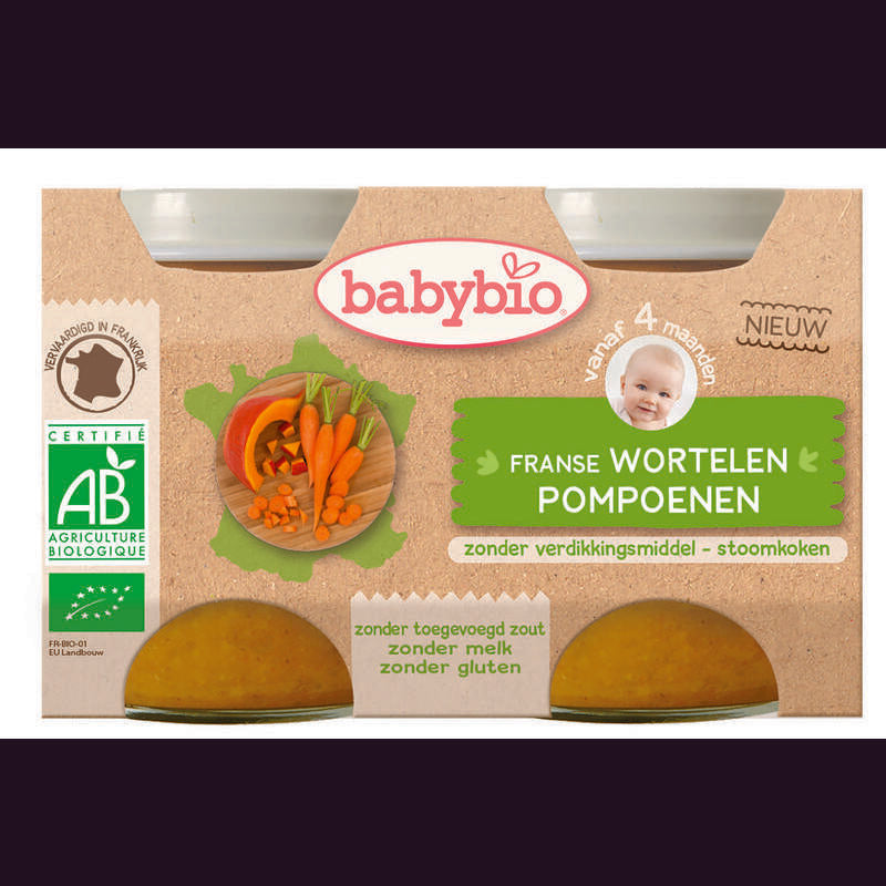 Babybio Groenten wortel pompoen 130 gram bio 2x130g