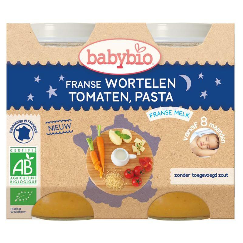Babybio Wortel tomaat pasta 200 gram bio 2x200g