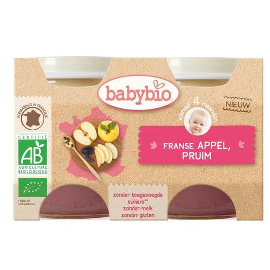 Babybio Dessert appel pruim 130 gram bio 2x130g
