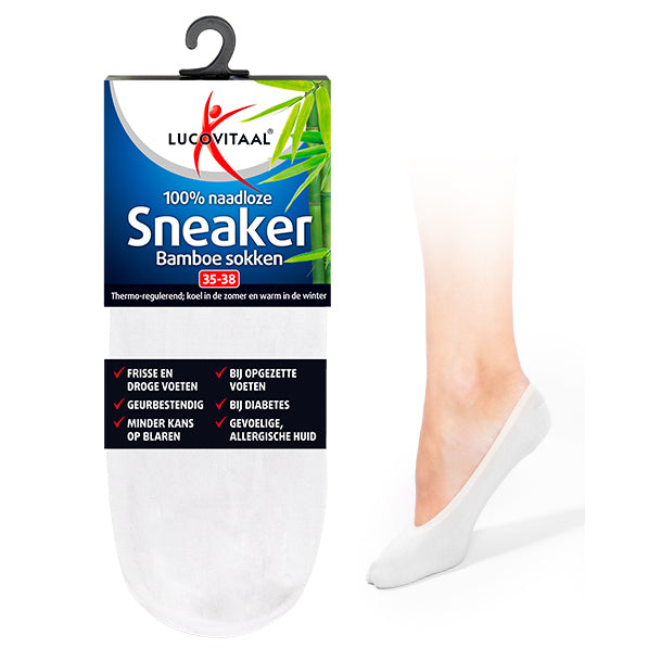 Lucovitaal Bamboe sneakersok wit 35-38 1paar