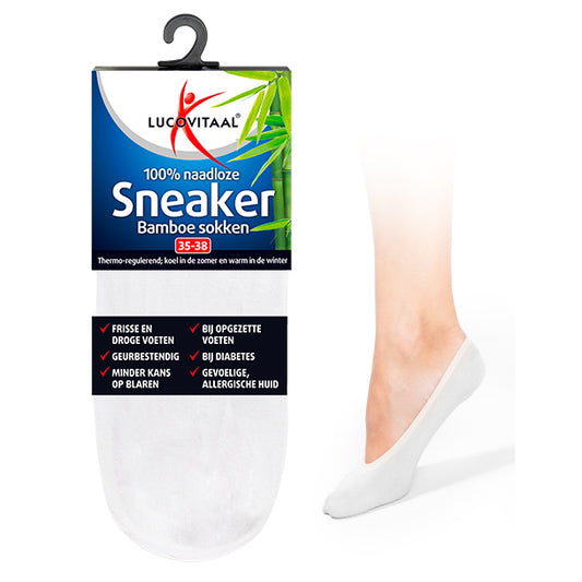 Lucovitaal Bamboe sneakersok wit 35-38 1paar