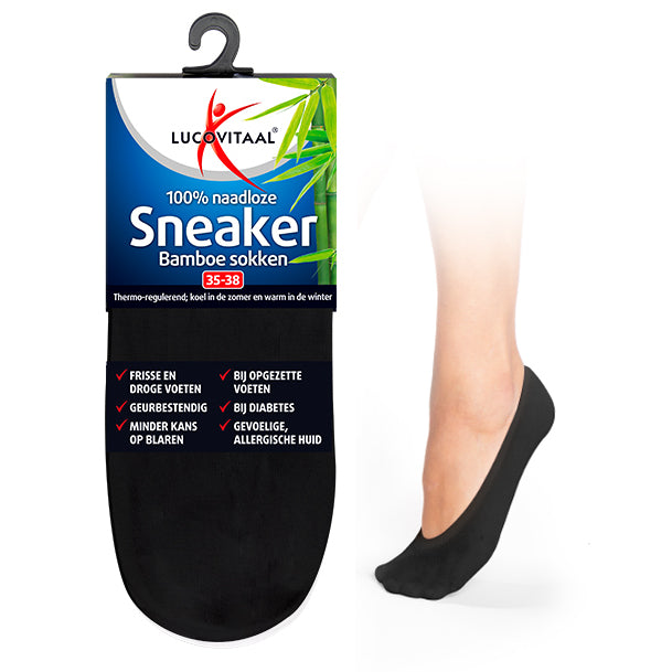 Lucovitaal Bamboe sneakersok zwart maat 43-46 12paar