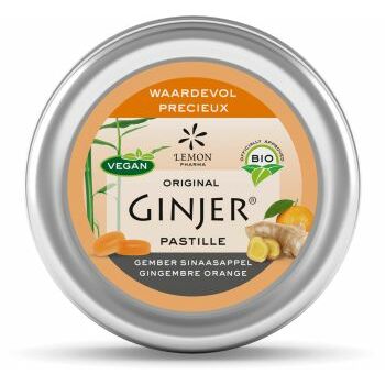 Lemon Pharma Ginjer original gember pastilles sinaasappel bio 40g