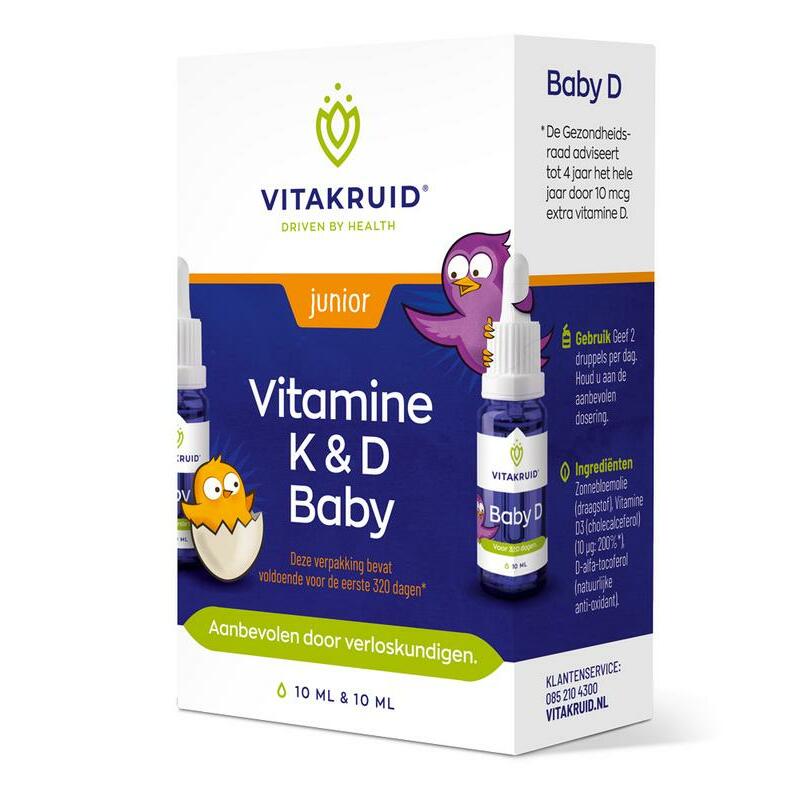 Vitakruid Vitamine K & D baby druppels 10 ml 2x10ml