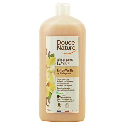 Douce Nature Douchecreme evasion vanillmelk uit Madagaskar bio 1ltr