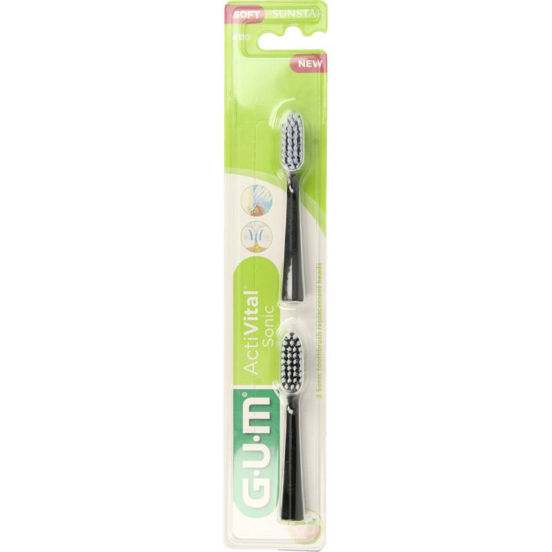 GUM Sonic opzetborstel zwart 2st