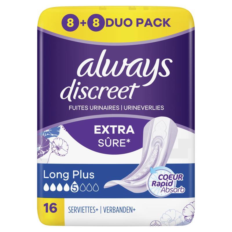 Always Discreet verband urineverlies dames long plus 16st