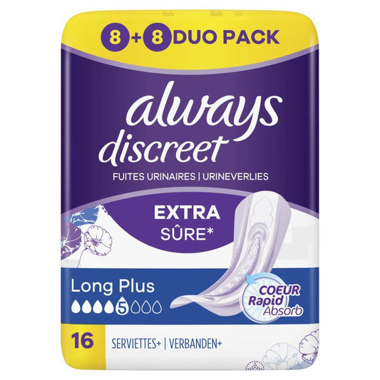 Always Discreet verband urineverlies dames long plus 16st