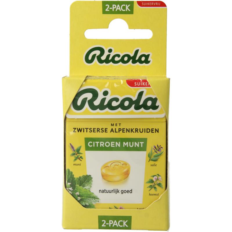Ricola Citroen munt suikervrij 2 stuks 2x50g