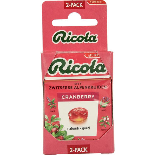 Ricola Cranberry suikervrij 2 stuks 2x50g