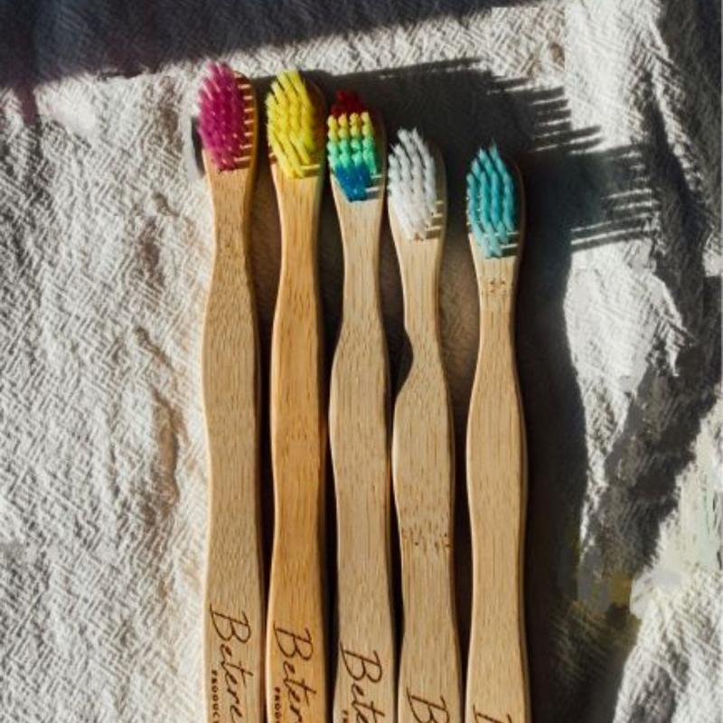 Betereproducten Bamboe tandenborstel voor kinderen regenboog 1st