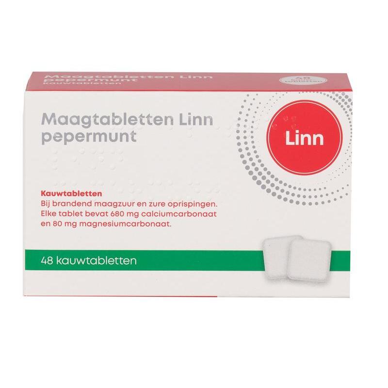 Linn Maagtabletten pepermunt 48st