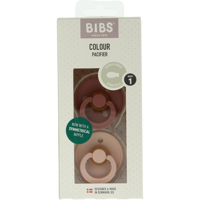 Bibs Fopspeen symmetrisch maat 1 blush/woodchuck 2st