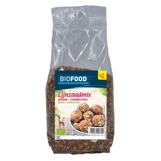 Biofood lijnzaadmix pitten cranbe bio 250g